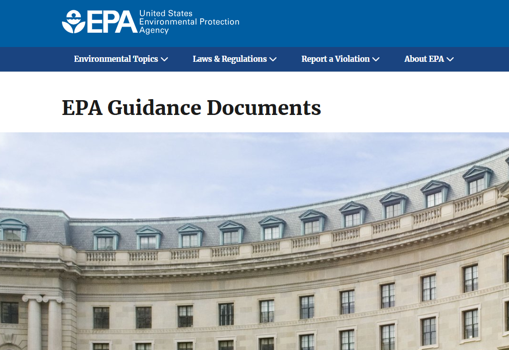 USEPA Comprehensive Guidance Document Website Relaunched