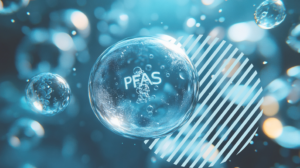 PFAS written on bubble floating amongst many bubbles